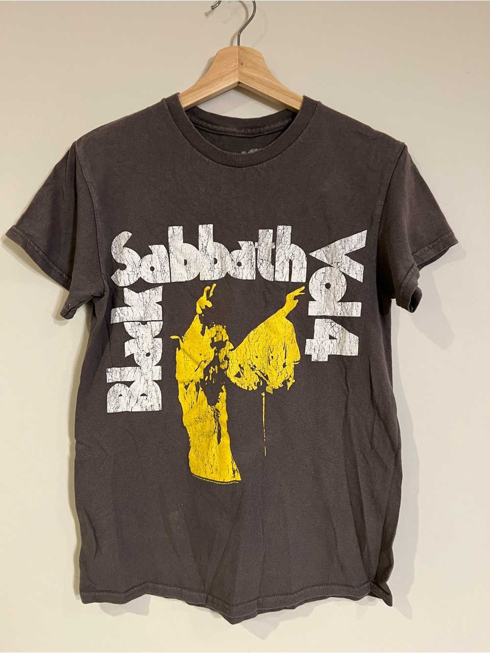 Black Sabbath Graphic Band Tee in Black with Yellow Print